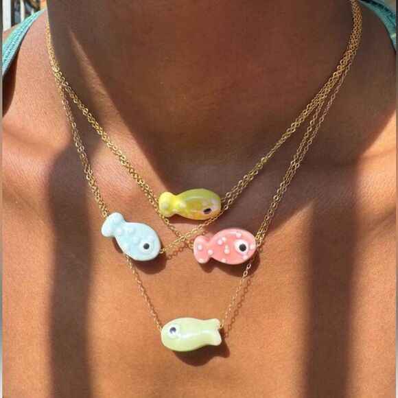 Anthropologie Jewelry - Pink fish Pendant Necklace S890